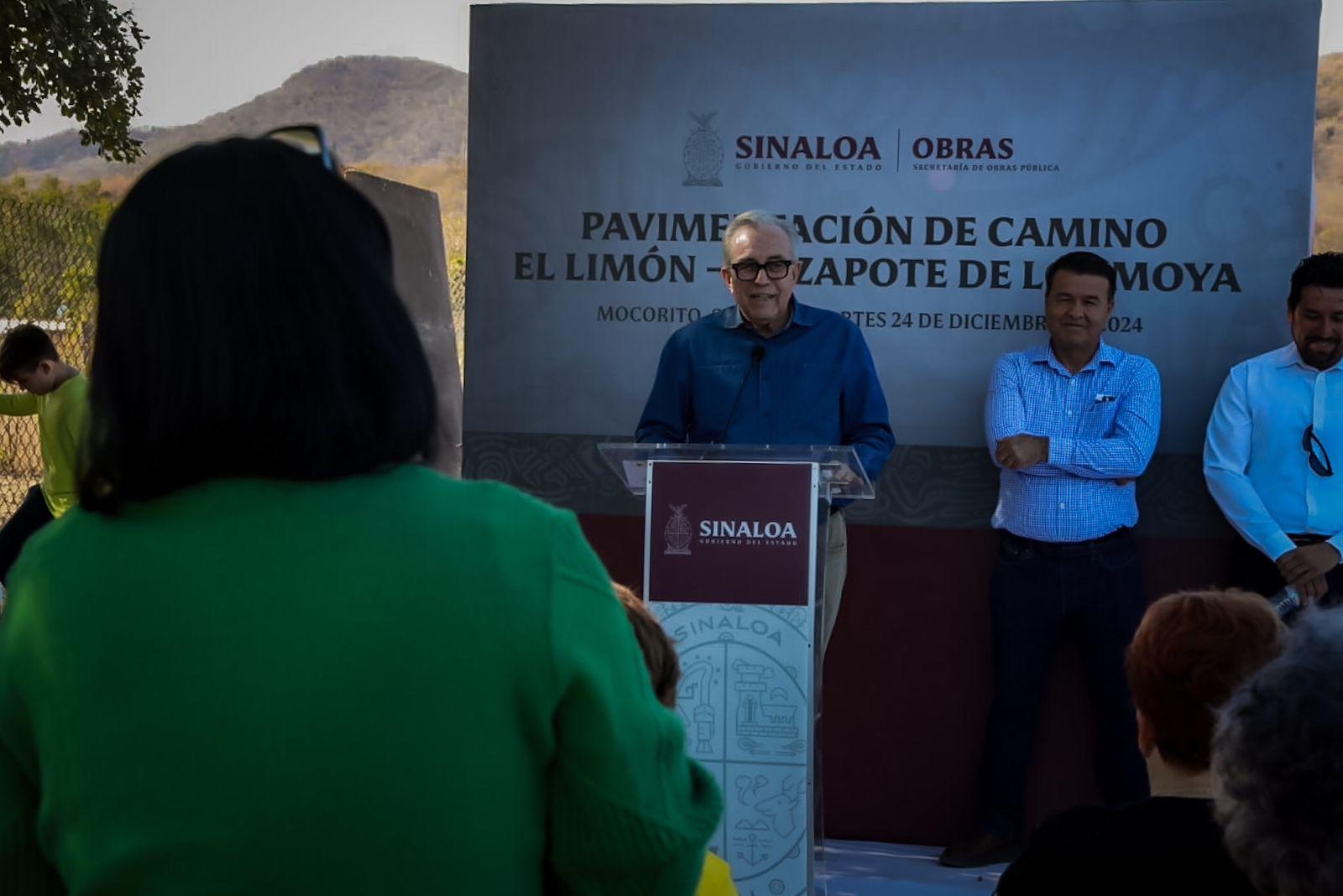 $!Inaugura Rocha Moya carretera de El Limón a El Zapote de Los Moya, en Mocorito