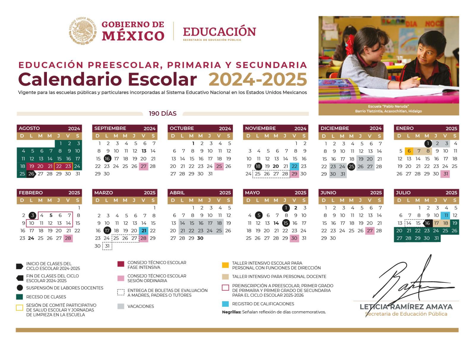 $!SEP publica calendario escolar 2024-2025 para preescolar, primaria y secundaria