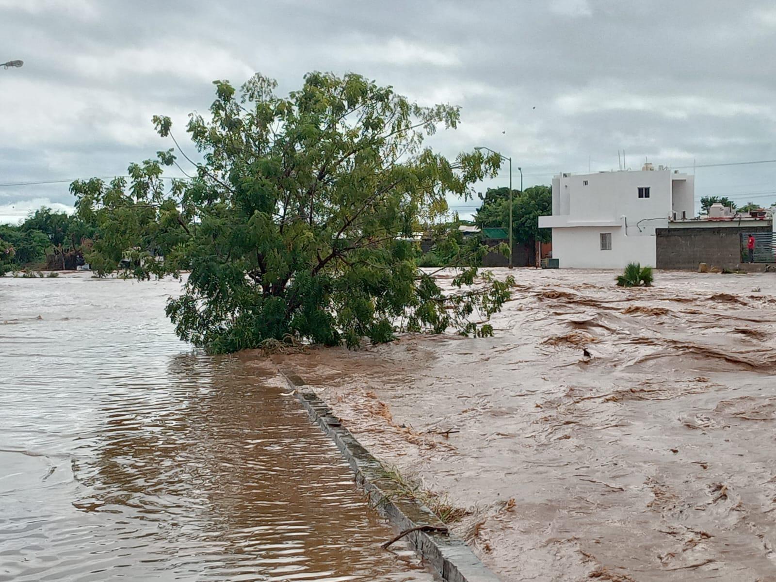 $!Se desborda el arroyo del Seminario en Real Pacífico en Mazatlán