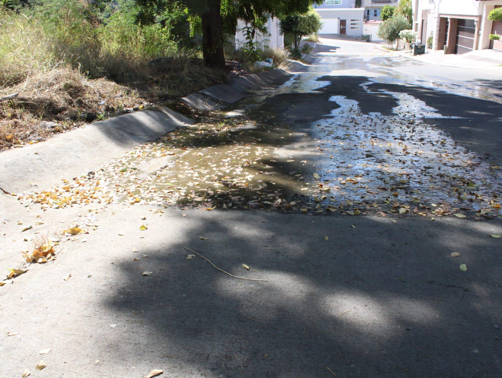 $!Vecinos denuncian fuga de agua en Colinas de San Miguel, en Culiacán