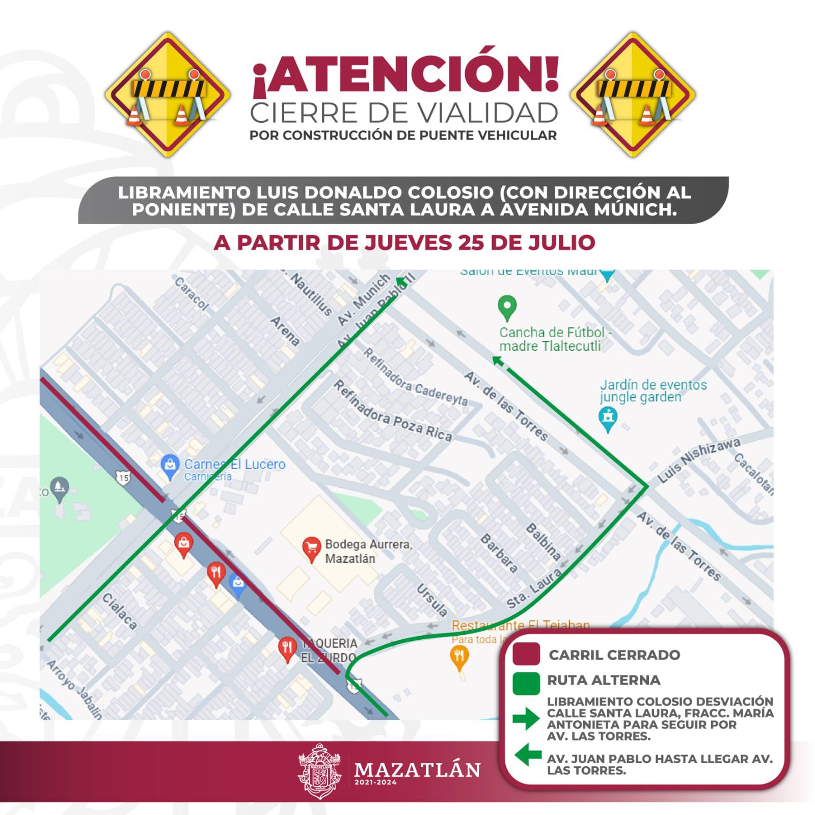 $!Tome sus precauciones: cerrarán este jueves la circulación de sur a norte, en la Colosio, por construcción de puente vehicular