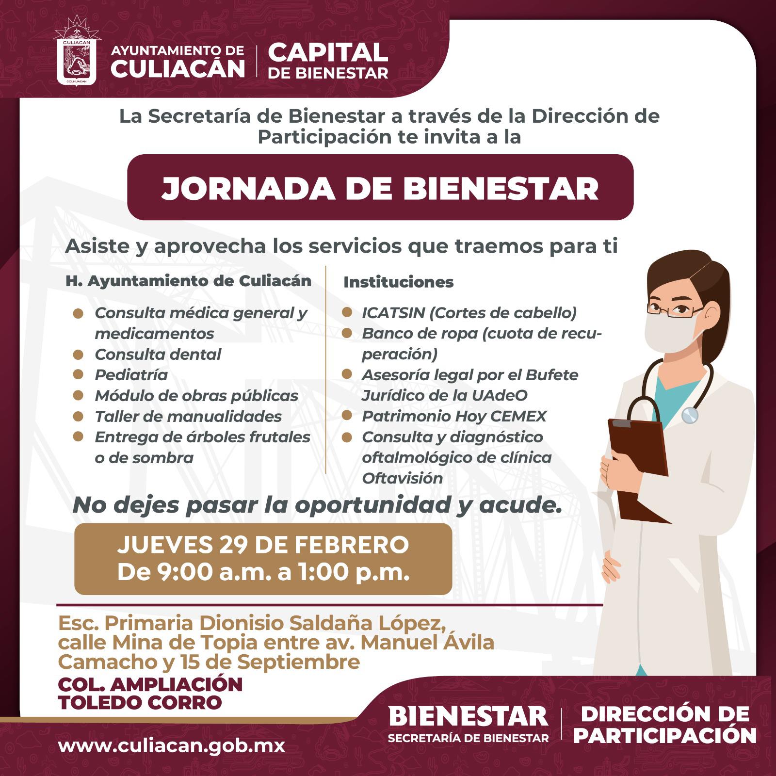 $!Llegará Jornada de Bienestar a colonia Ampliación Toledo Corro, en Culiacán, el próximo jueves