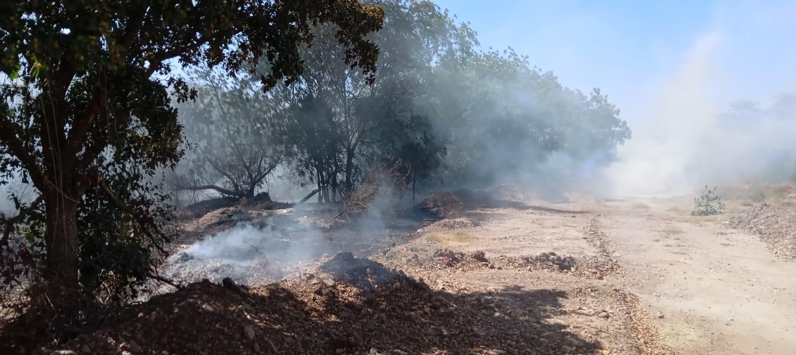 $!Incendio consume mil metros cuadrados de maleza en Culiacán