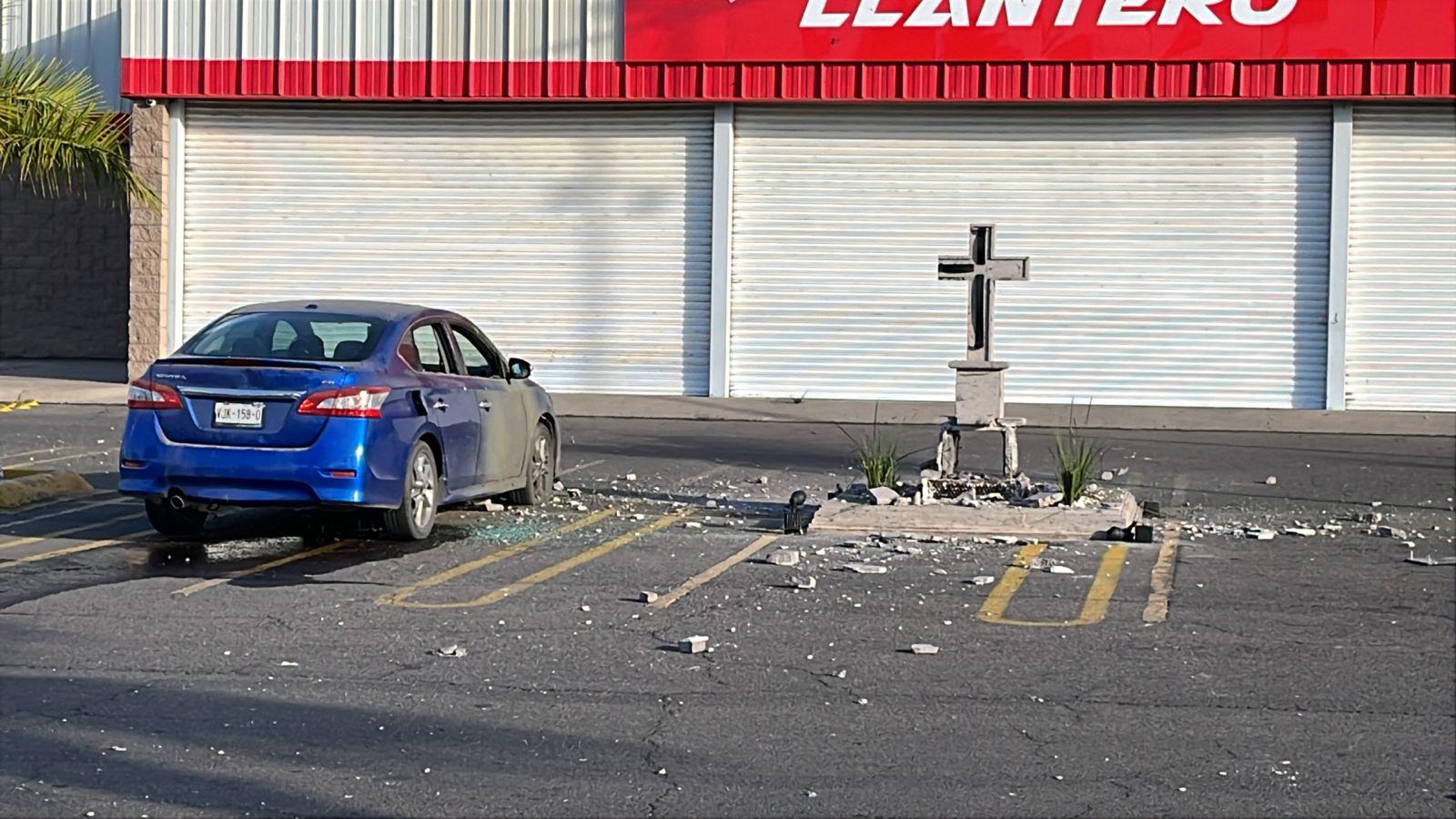 Destruyen cenotafio de Édgar Guzmán en estacionamiento de centro comercial  al norte de Culiacán