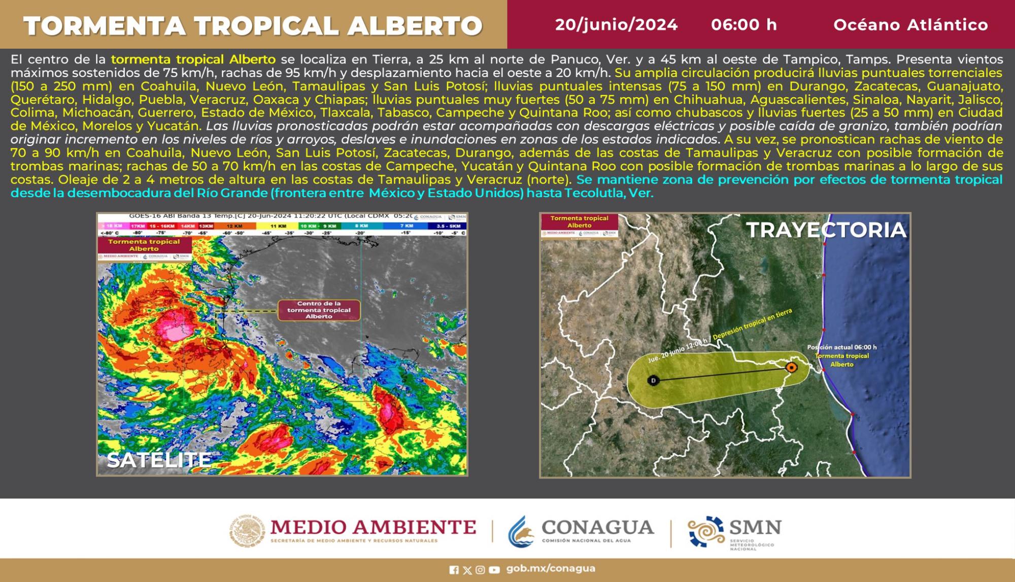 $!‘Alberto’ toca tierra al sur de Tamaulipas en la madrugada; prevén lluvias fuertes en Sinaloa