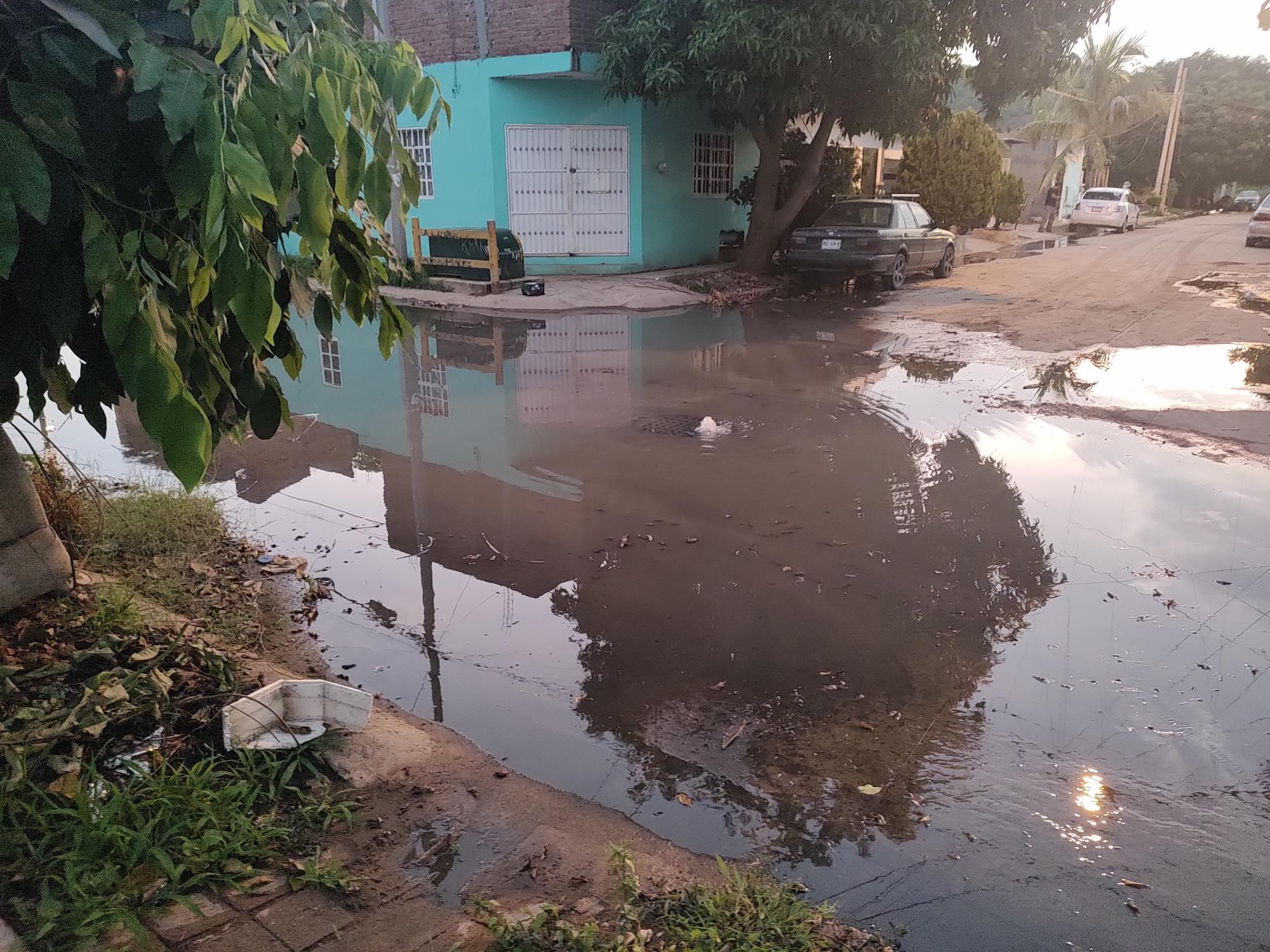 $!Denuncian vecinos fuga de aguas negras en fraccionamiento Santa Teresa en Mazatlán