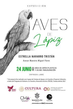 Estrella Navarro Tristán, alumna de Artes Plásticas del CMA, expondrá este sábado 24 de junio “Aves de Lápiz”.