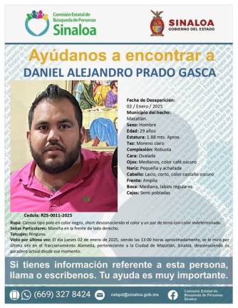 Desaparece Daniel Alejandro en el Fraccionamiento Alameda, en Mazatlán