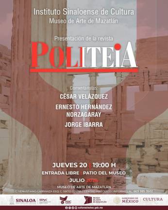 La presentación se llevará a cabo el jueves 20 de junio, en el Museo de Arte de Mazatlán.