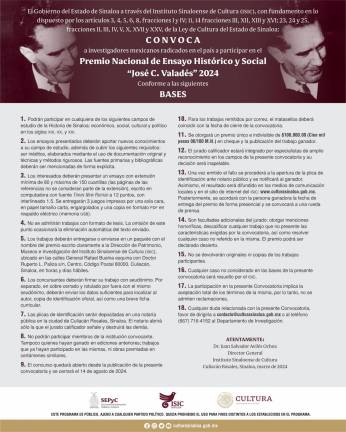 Invitan a participar en Premio Nacional de Ensayo Histórico y Social José C. Valadés