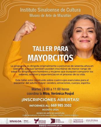 El taller se realizará todos los martes, de 9:00 a 11:00 horas, con la psicoterapeuta Verónica Poujol.