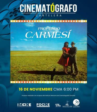 Se desatará la pasión con ‘Profundo Carmesí’ en el Cinematógrafo ‘Marco Lugo’