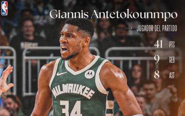 Giannis Antetokounmpo estuvo en plan brillante.