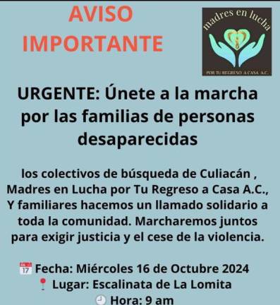 El colectivo solicita a quiénes se sumen a la marcha portar vestimenta blanca.