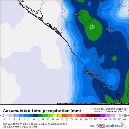 Alertan de frente frío y posible lluvia este domingo en Mazatlán y el sur de Sinaloa