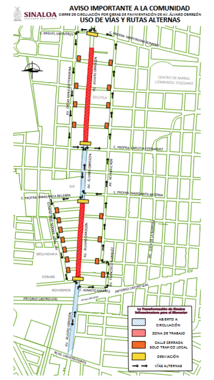 $!Inicia corte de tramos por obras de mejoras en avenida Obregón, en Culiacán