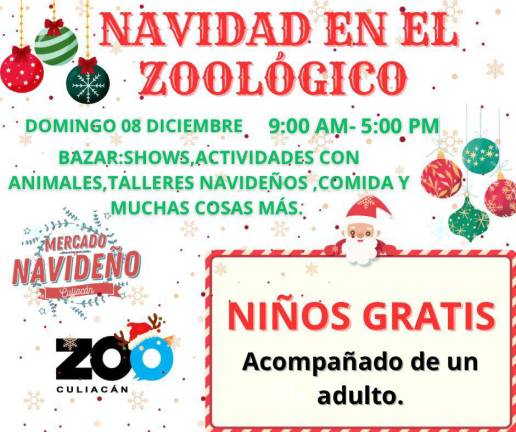 A disfrutar del bazar Mercado Navideño este domingo, invita el Zoológico de Culiacán.