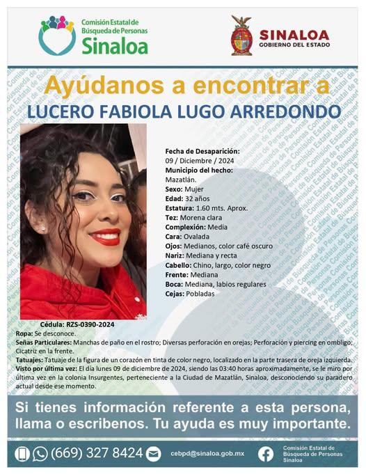 $!Buscan en Mazatlán a Lucero Fabiola; desapareció desde el lunes