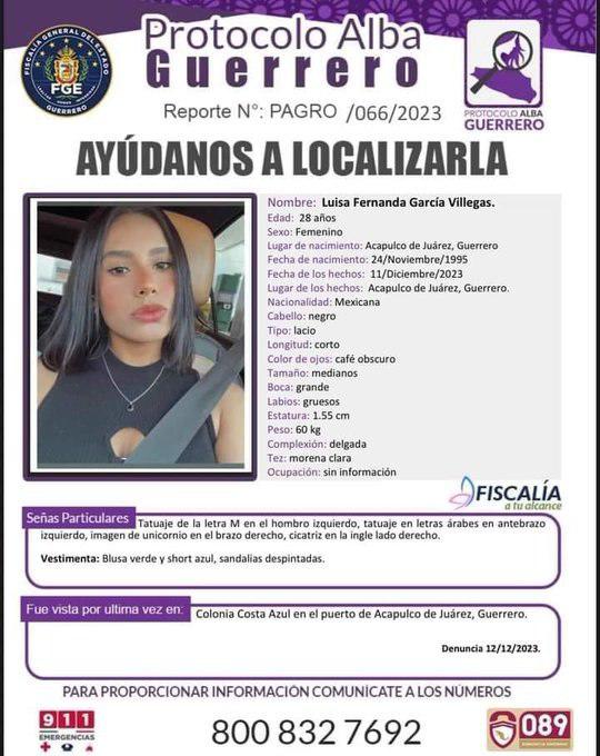 $!Encuentran el cuerpo de Luisa Fernanda, joven que estuvo desaparecida en Acapulco durante 10 días