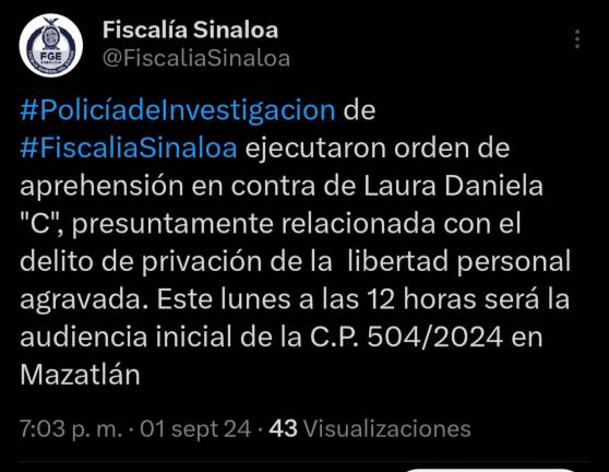 Capturan a mujer presuntamente relacionada con el delito de privación de la libertada personal agravada de una bebé en Concordia.