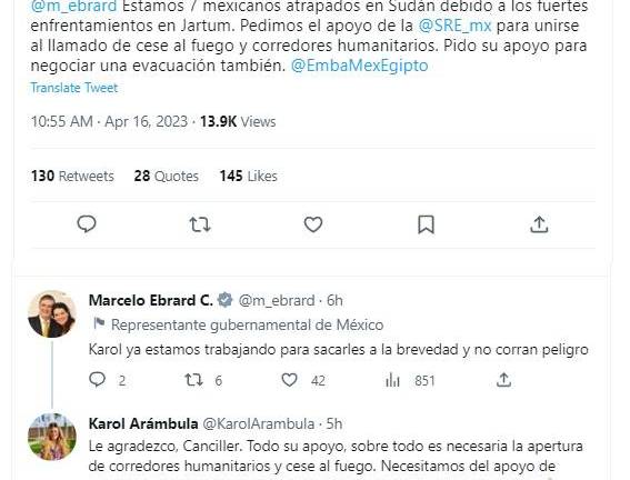 Este mensaje publicó en sus redes Karol Arámbula, colaboradora de la ONU, en su cuenta de Twitter.