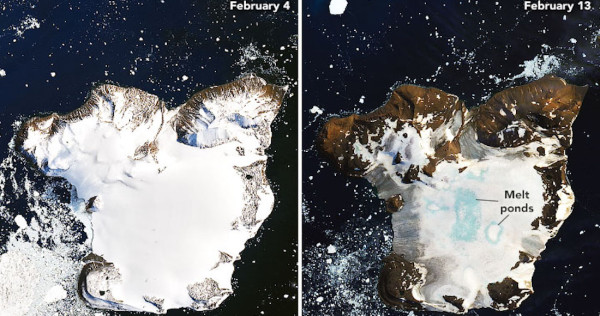 Dos fotos de la NASA muestran cómo se aceleró el deshielo en la Antártida debido al fuerte calor