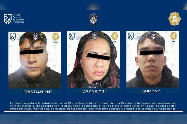 Lo detenidos fueron identificados como Cristian “N”, Dayna “N” y Jair “N”.