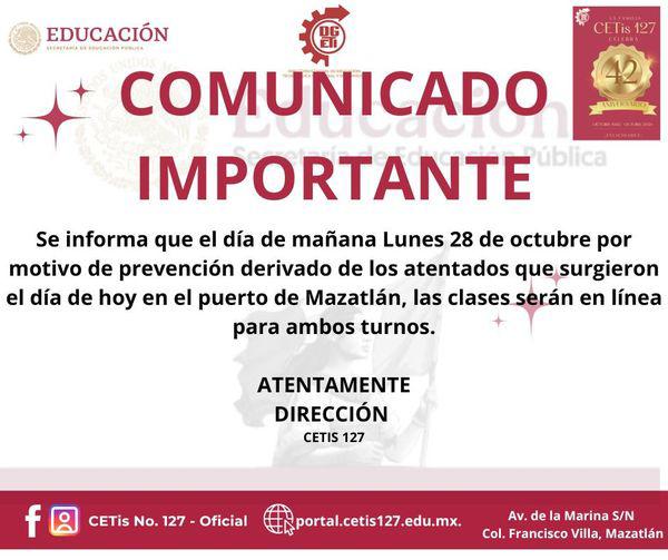 $!CBTIS 51 y Cetis 127 en Mazatlán también optan por las clases en línea a partir de este lunes