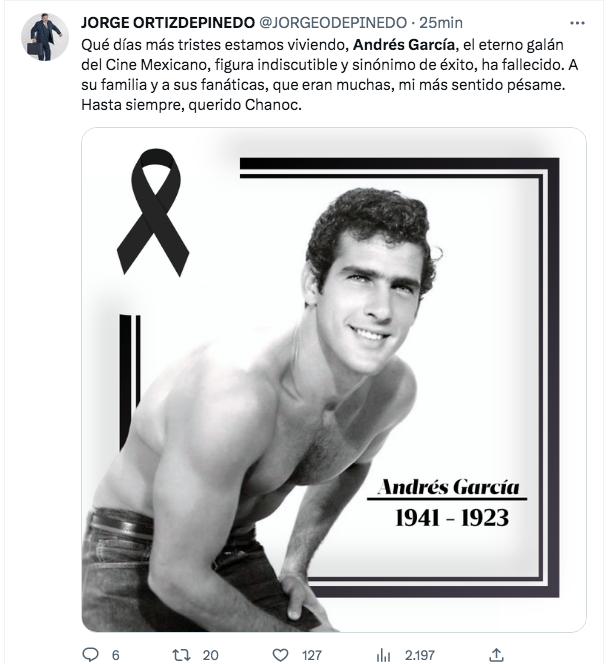 $!Reaccionan famosos ante muerte del actor Andrés García