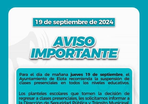 El Ayuntamiento pidió que los planteles escolares que tomen la decisión de regresar a clases presenciales informen a las autoridades.