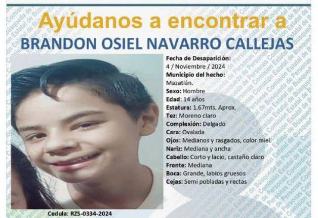 Desaparece Brandon Osiel, de 14 años, en Rincón de Urías, en Mazatlán