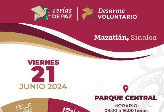 En la Feria de Paz y Desarme Voluntario se estarán ofreciendo, del 21 al 24 de junio, actividades y programas para toda la ciudadanía.