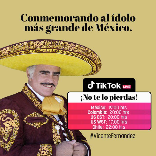 A un año de su partida, Vicente Fernández será recordado en transmisión en  TikTok
