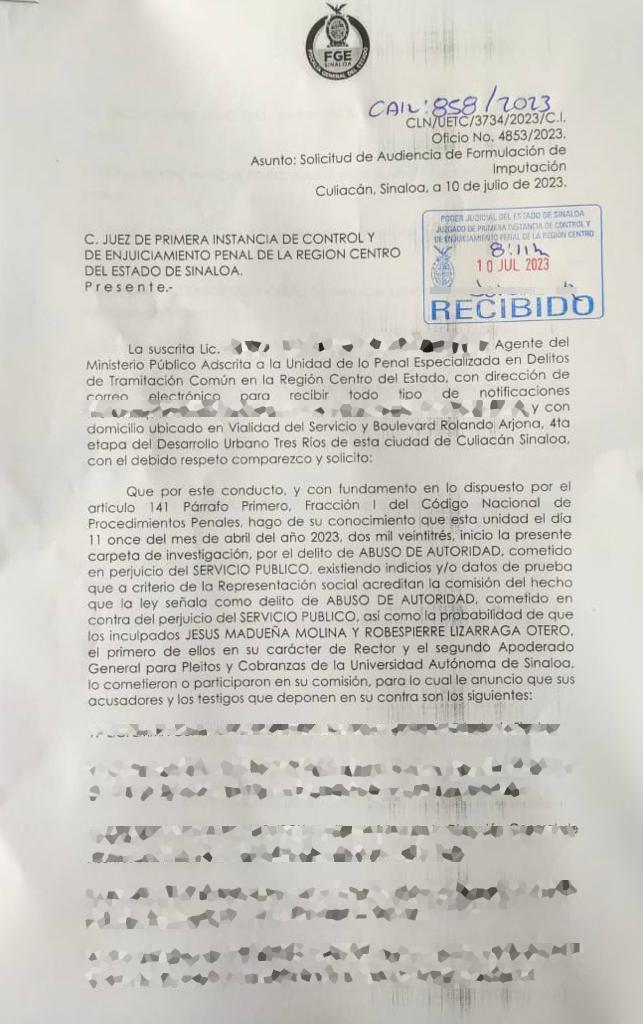 $!Judicializan denuncia contra Rector y abogado de la UAS por abuso de autoridad