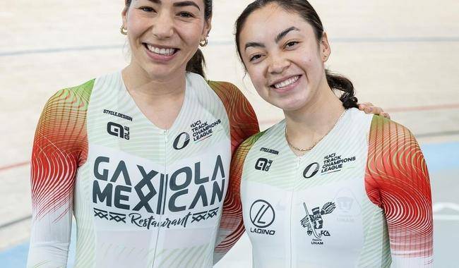 Luz Daniela Gaxiola y Yareli Acevedo en Liga de Campeones de Ciclismo de Pista 2024.