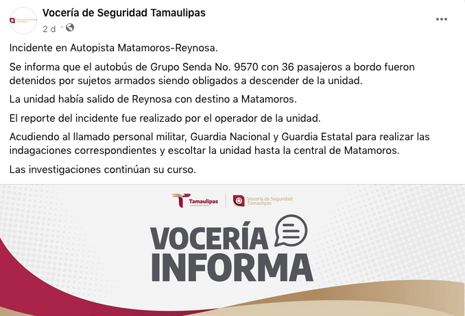 $!Grupo armado secuestra 31 migrantes que viajaban en un autobús en Tamaulipas; llevan dos días desaparecidos