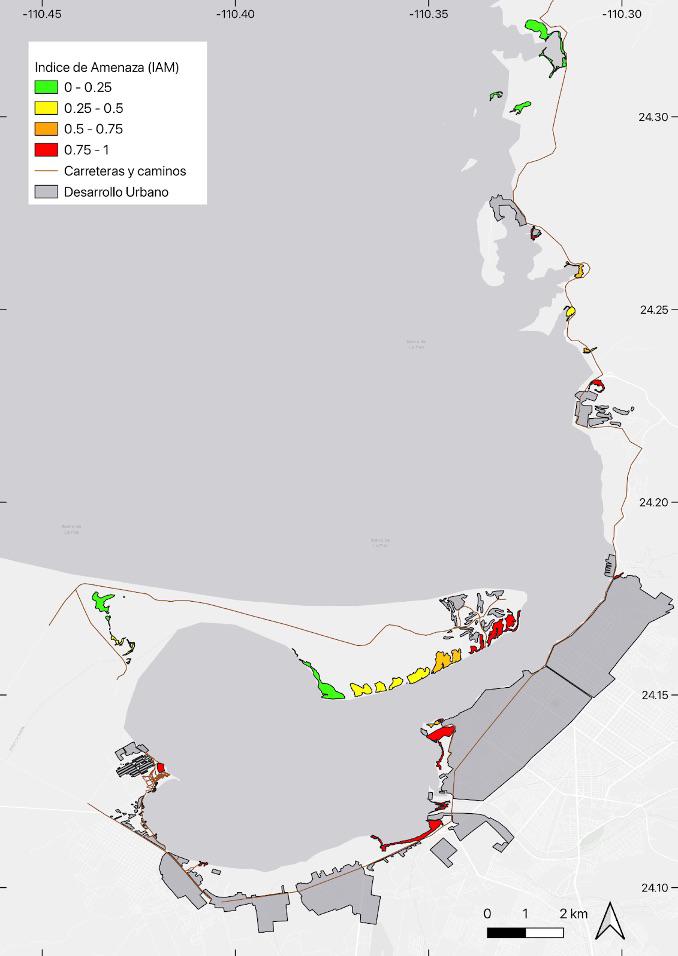 $!Mapa del riesgo de pérdida de manglares en la Bahía de La Paz.