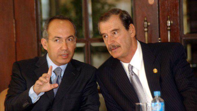 Los ex presidentes de México Felipe Calderón y Vicente Fox.