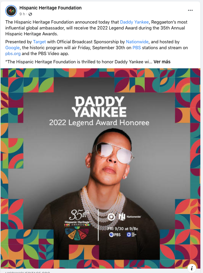 Daddy Yankee to receive the 2022 Hispanic Heritage 'Legend' Award -  Hispanic Heritage Foundation