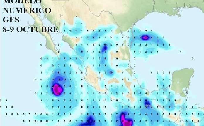 Imagen sobre las posibles precipitaciones que podrían registrarse en el País en los próximos días.