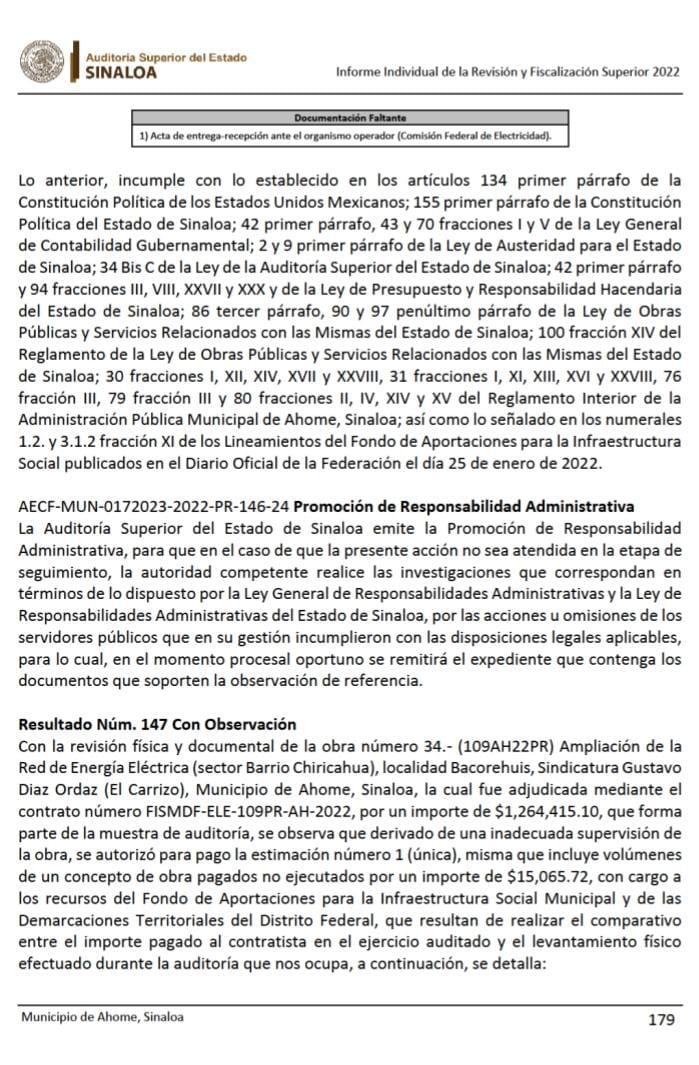 $!Gobierno de Ahome pagó más de 500 mil pesos en obras inconclusas e inoperantes