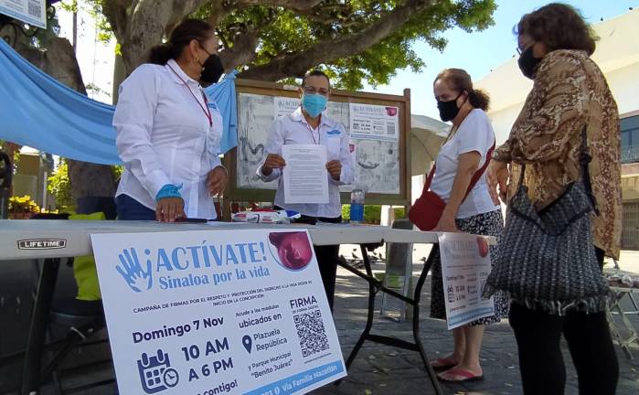 Grupos provida recolectan firmas en Mazatlán para llevarlas al Congreso y que se legisle contra el aborto