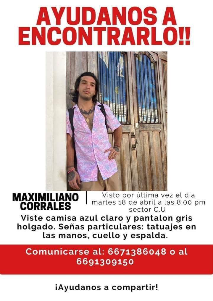 $!Piden ayuda para localizar al bailarín Maximiliano Corrales