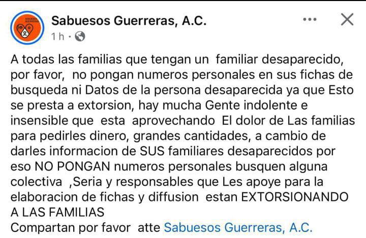 $!Denuncia colectivo de búsqueda en Culiacán que existen extorsiones a familias de personas desaparecidas