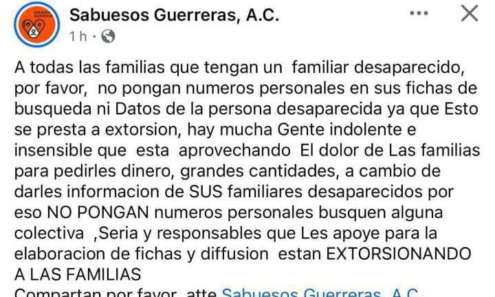 Denuncia colectivo de búsqueda en Culiacán que existen extorsiones a familias de personas desaparecidas