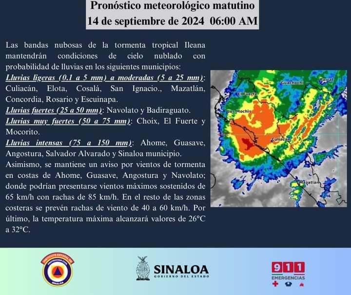 $!Tormenta tropical Ileana toca tierra en Sinaloa; va de Guasave hasta Altata