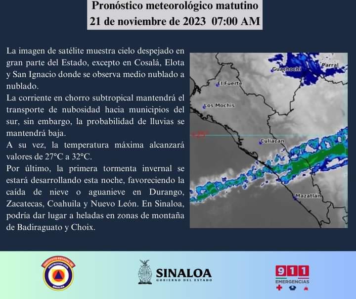 $!Llegará la primera tormenta invernal a Sinaloa este martes