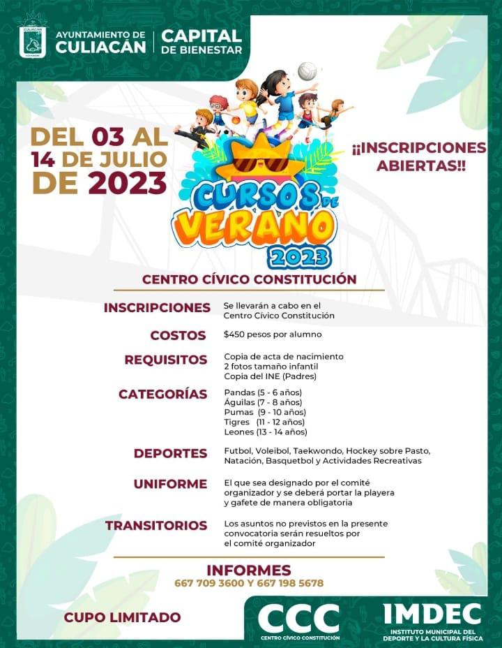 $!Este miércoles inician inscripciones de los Cursos de Verano Imdec 2023