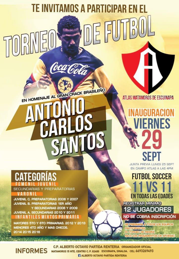 $!Homenajearán en Escuinapa a Antonio Carlos Santos con Torneo de Futbol