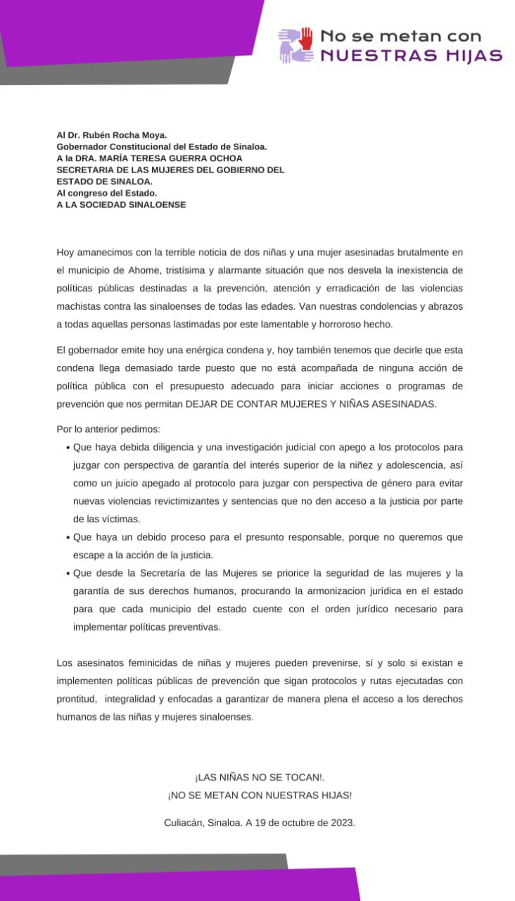 $!Justicia y políticas municipales de prevención, pide colectiva ante multihomicidio en Los Mochis